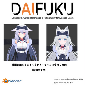 【Blenderアドオン】衣装対応を速く・楽に。 DAIFUKU D9speed's Avatar Interchange & Fitting Utility for Kisekae Users 缩略图 3