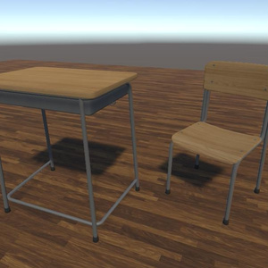 【VRChat向け3Dモデル】学校　机　椅子