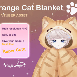 Orange Cat Blanket 猫の毛布 - Vtuber asset