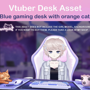 Blue Gaming Desk - Vtuber asset