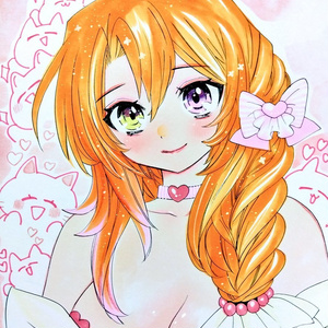 [Large Shikishi (decorative paper board)] Original artwork - Girl