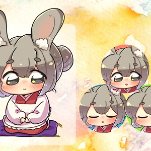 【キャラクター素材/口パク、まばたき差分付き】兎耳着物割烹着人妻ロリ「花露わたげ」