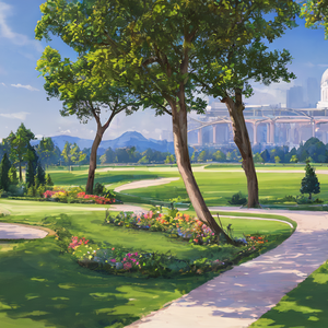 【商用利用可】AI公園イラスト素材100枚【1360W×800H】