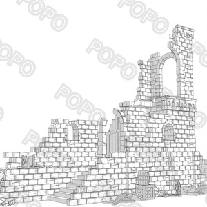 3Dファンタジー風壊れた城壁01~02 缩略图 7