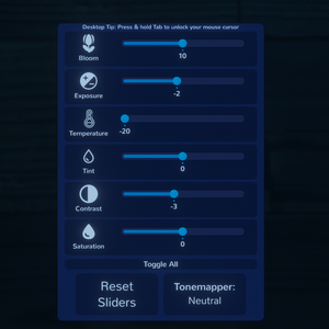 VRChat Post processing customization menu