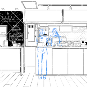 カフェ店内（アタリ付き）