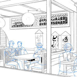 居酒屋の店内（アタリ付き）
