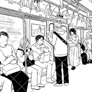 電車のロングシート２（モブ付き）