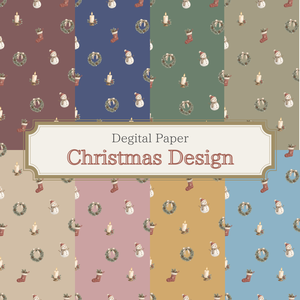     クリスマス柄デジタルペーパー｜大人かわいいくすみカラー｜全8色