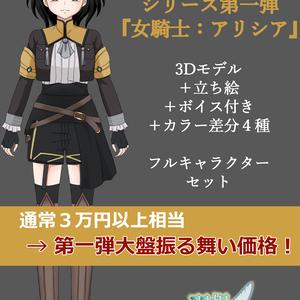 RPG風職業シリーズ第一弾『女騎士：アリシア』【3Dモデル＋立ち絵＋ボイス付き】大盤振る舞いセット：RPG-Class Series Vol.1 "Knight Alicia" [3D Model + Illustration + Voice] Special Bundle