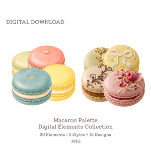 Macaron Palette｜マカロンのデジタル素材30点｜背景透過PNG・300dpi