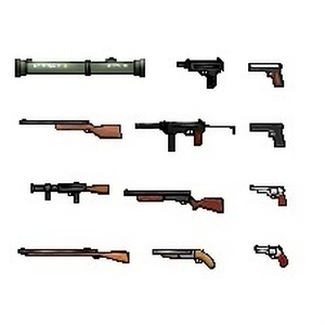 ドット絵素材　銃火器12種 (29-95 x 19-27 px)