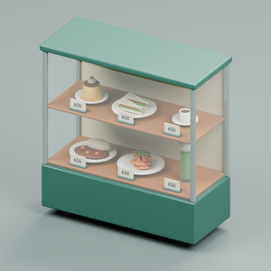 純喫茶の食品サンプル展示｜3D素材9部品｜FBX・GLB・Blender・Unity