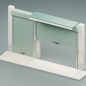 閉店後の商店街・シャッター店先｜3D素材10部品｜FBX・GLB・Blender・Unity