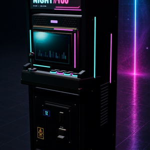 【無料／PC・Quest】NIGHT//100｜サイバーパンク縦型アーケード筐体 3Dモデル【GLB / Unity Prefab / OBJ / Three.js】