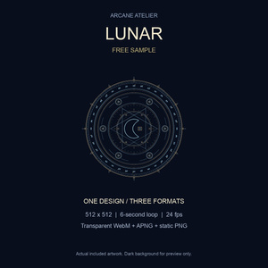 【無料】月の魔法陣 LUNAR｜動く透過素材・6秒ループ【WebM/APNG・商用利用可】