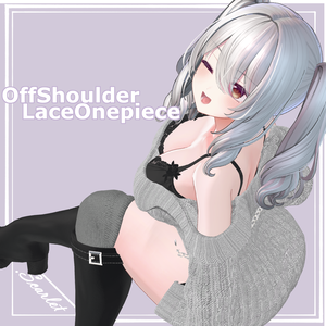 【7Avatar対応】OffShoulder_LaceOnepiece【VRC想定】