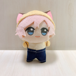 天竺 ちょびぬい④ コンプリートセット ちびぐるみ用 ぬい服 千鳥格子柄サロペットセット - れむぬい屋