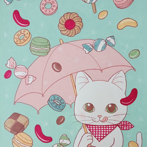 お菓子の雨（オリジナルイラスト原画）