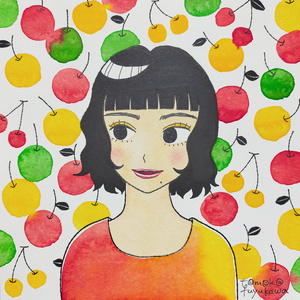 りんごガール（オリジナルイラスト原画）