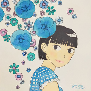 ブルーポピーの雨（オリジナルイラスト原画）