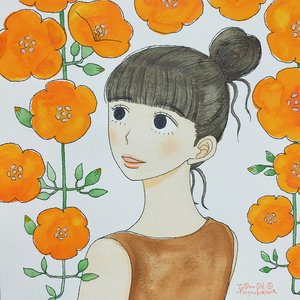 ノウゼンカズラ（オリジナルイラスト原画）