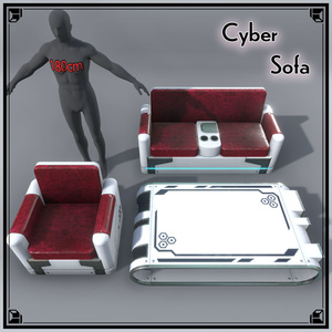 【VRChat想定】サイバーソファ(18点)