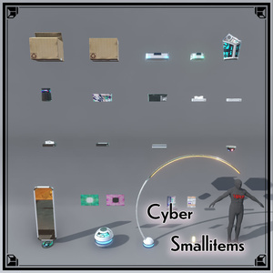 [VRChat Compatible] Cyber Small Items (22 Pieces)