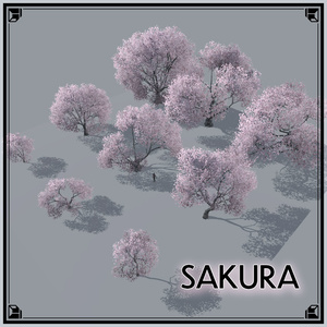 【VRChat想定】桜の木、揺れるシェーダー、花びらパーティクル付き(9点)