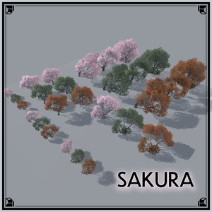 【VRChat想定】桜の木、揺れるシェーダー、花びらパーティクル付き(9点)