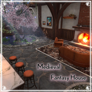 [VRC World] Medieval Fantasy House (Full Furniture Set, 84 Items)