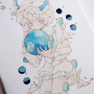 手描きイラスト アナログイラスト イラストオーダー 透明水彩 原画