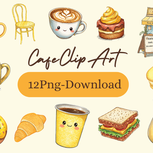 Cafe Clip Art｜手描き風・色鉛筆風のカフェシリーズ