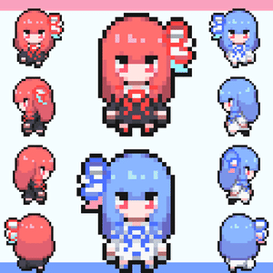 トークソフトちゃん達の歩行ドット絵