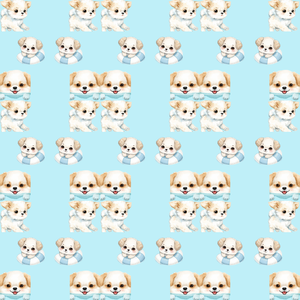    ふわふわ夏の犬｜水彩イラスト素材