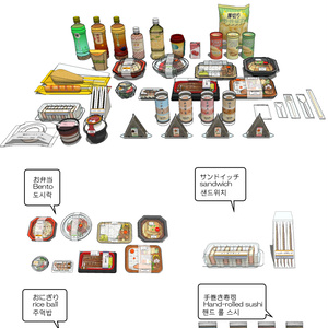 クリスタ用3D素材・コンビニ弁当セット