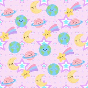 【5枚セット】宇宙柄デジタルペーパー｜星・月・地球・土星・流れ星｜パステルカラー・かわいい・子ども向け｜背景素材 PNG 2000×2000px
