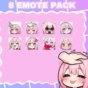 Kawaii Pink Hair Girl Emotes Pack【Twitch emotes】