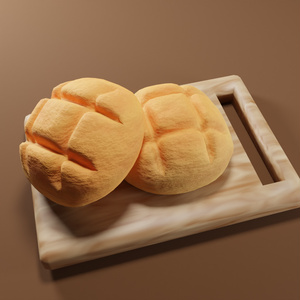 melon bread (sweet baked good with a bread-dough interior and a cookie-dough crust)
