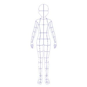 女性 160cm 6.0頭身 正面 全身 標準体型 背景透過