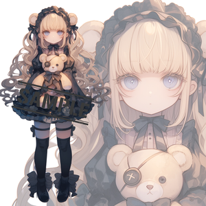 立ち絵素材226 金髪 ゴスロリ ぬいぐるみ