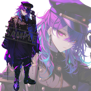 立ち絵素材235 紫髪 軍服