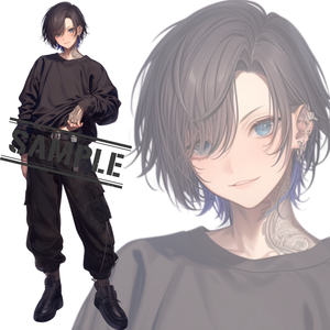 立ち絵素材236 黒髪 タトゥー