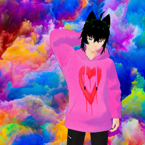 Pink Hoodie with watercolor heart [VRoid]