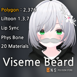 [VRChat想定]  Viseme Beard / Viseme 口ひげ  / Lip Sync  / 3D model  Ver 1.1