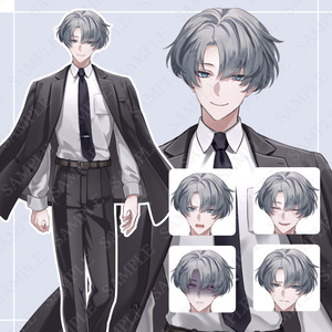 【立ち絵素材】スーツの青年【表情14種】