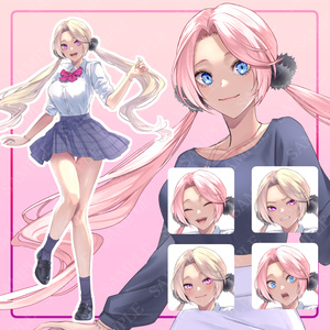 【立ち絵素材】ギャル_制服・私服【表情16種】