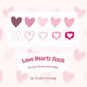 Hand-drawn Love Heart PNG Decorations