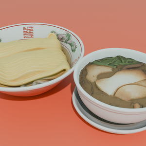 【VRChat/Unreal対応】リアルつけ麺セット 3Dモデル｜麺皿+つけ汁丼