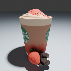 Cacao & Strawberry Mousse Frappuccino 3D Model | FBX